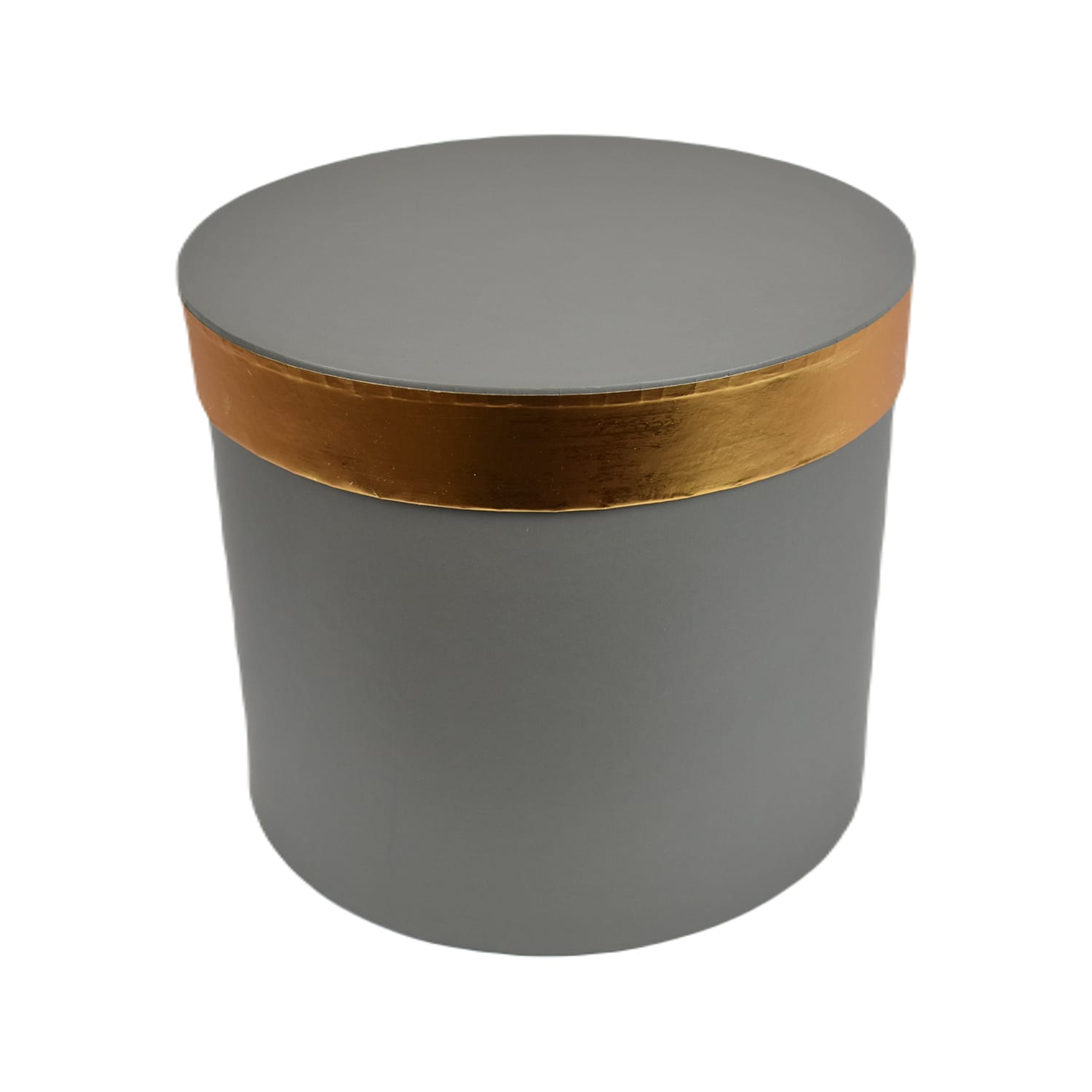 Pudełko okrągłe szare – złoty pasek – Rozmiar M