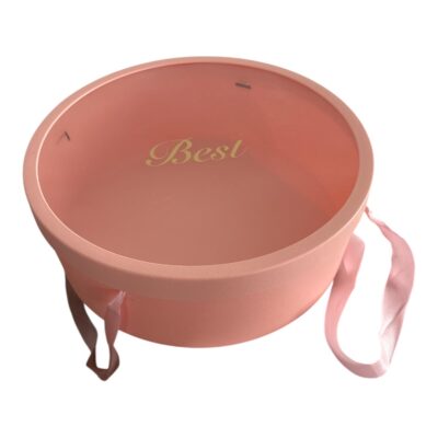 Pudełko okrągłe z okienkiem - Różowe - Rozmiar L