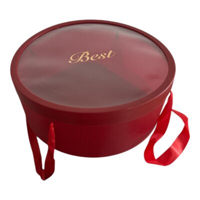 Pudełko okrągłe z okienkiem - Czerwone - Rozmiar L