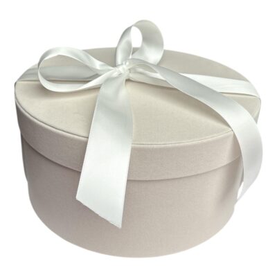 Pudełko okrągłe białe welurowe - Rozmiar M