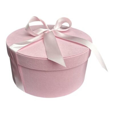 Pudełko okrągłe różowe welurowe - Rozmiar L